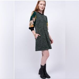Uncle Frank Womens Garden Forest Sweater Dress Floral Green XS